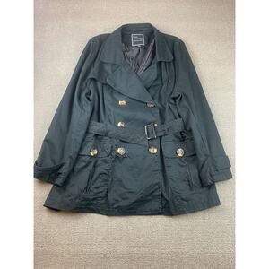 Lane Crawford Women's 2X Black Double-Breasted Trench Coat Jacket